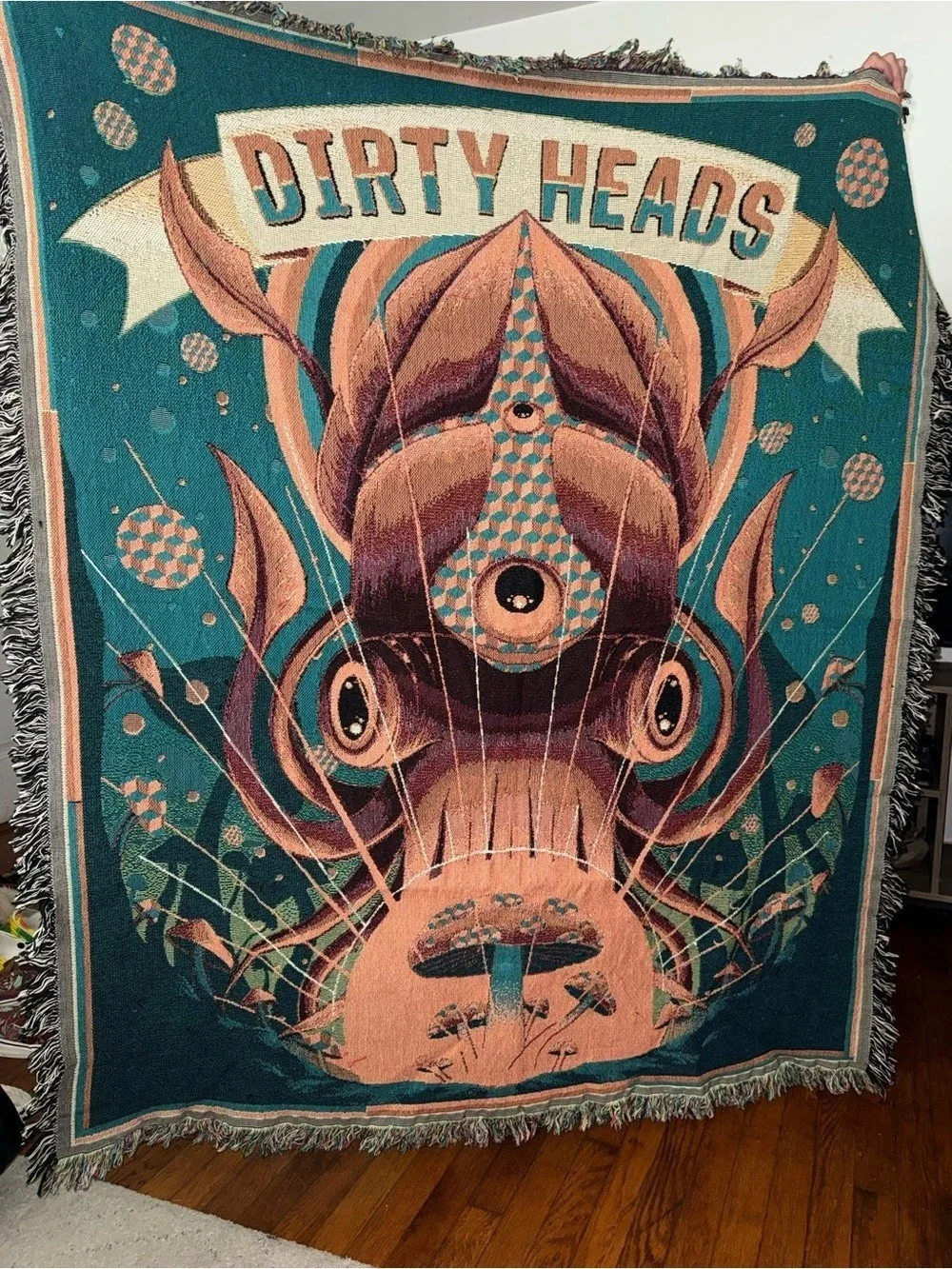 Dirty Heads Octopus Woven Throw Blanket Green & Brown